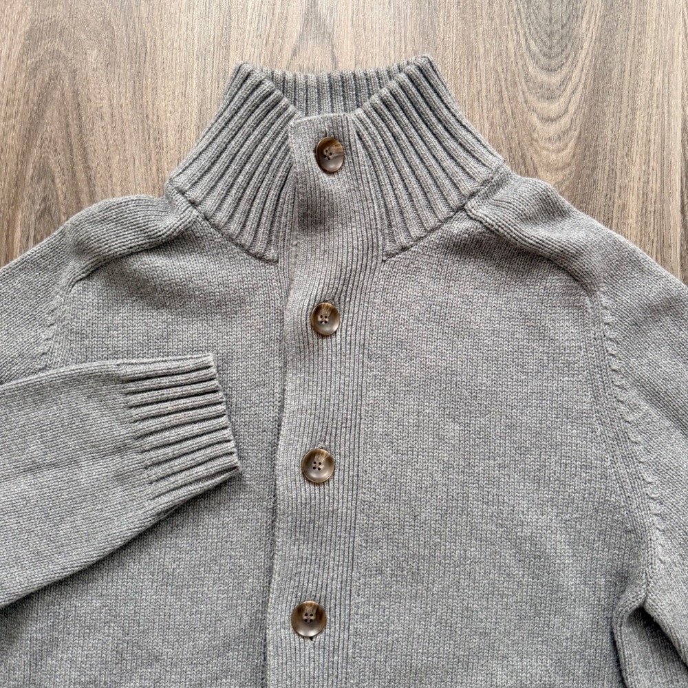 Gap Mens Gray Mock Neck Button Front Cardigan Sweater Cargo Pockets 768752-00 M